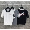 톰브라운 여성 헥터 아이콘 폴로 반팔 니트 블랙