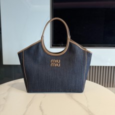 미우미우 여성 숄더백 아이비 토트백 데님